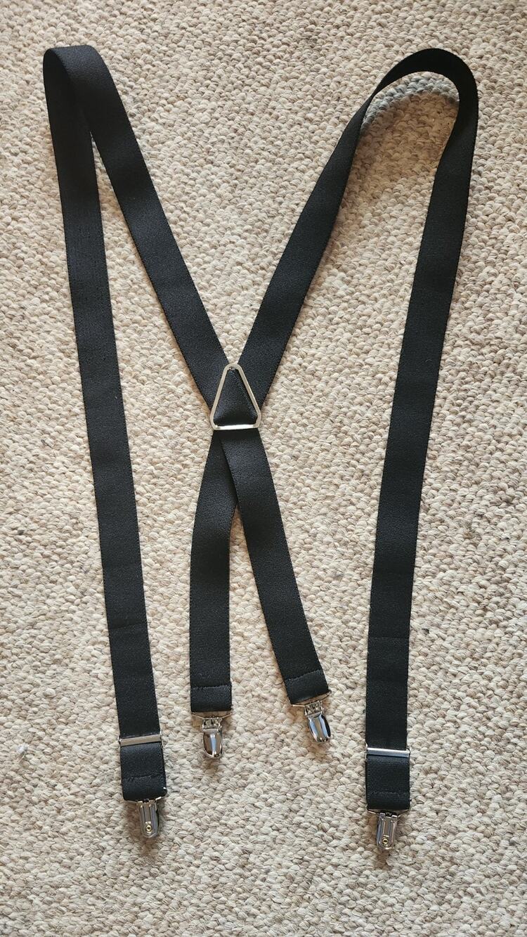 Men's Black Elastic Suspenders Adjustable X-Back Braces with 4 Metal Clips #286